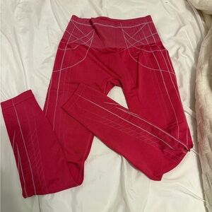 Gymshark Red Leggings with White Accents